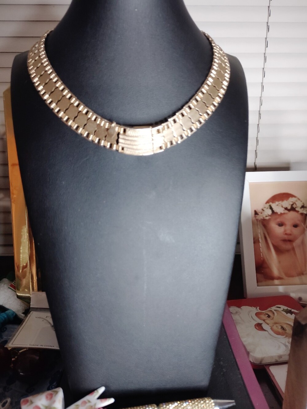 Vintage Signed Sarah Covingtry Gold Statement Collar Necklace
